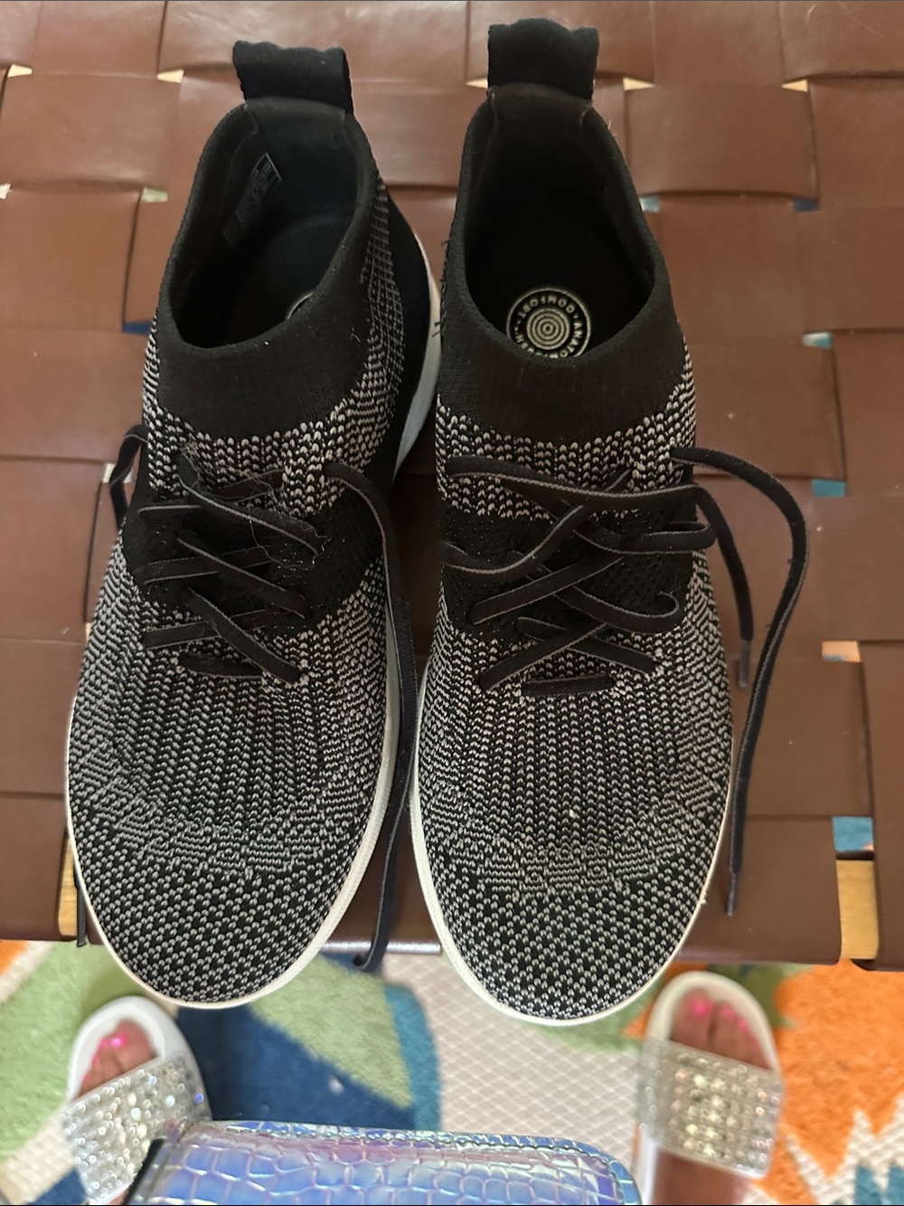 Fitflop Black and White Knit Lace-Up Sneakers